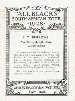 1928 African Tobacco Manufacturers All Blacks South African Tour #NNO JamesThomas Burrows Back